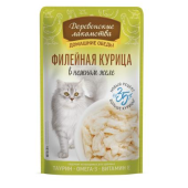 Деревенские лакомства Домашние обеды филейная курица в нежном желе пауч для кошек